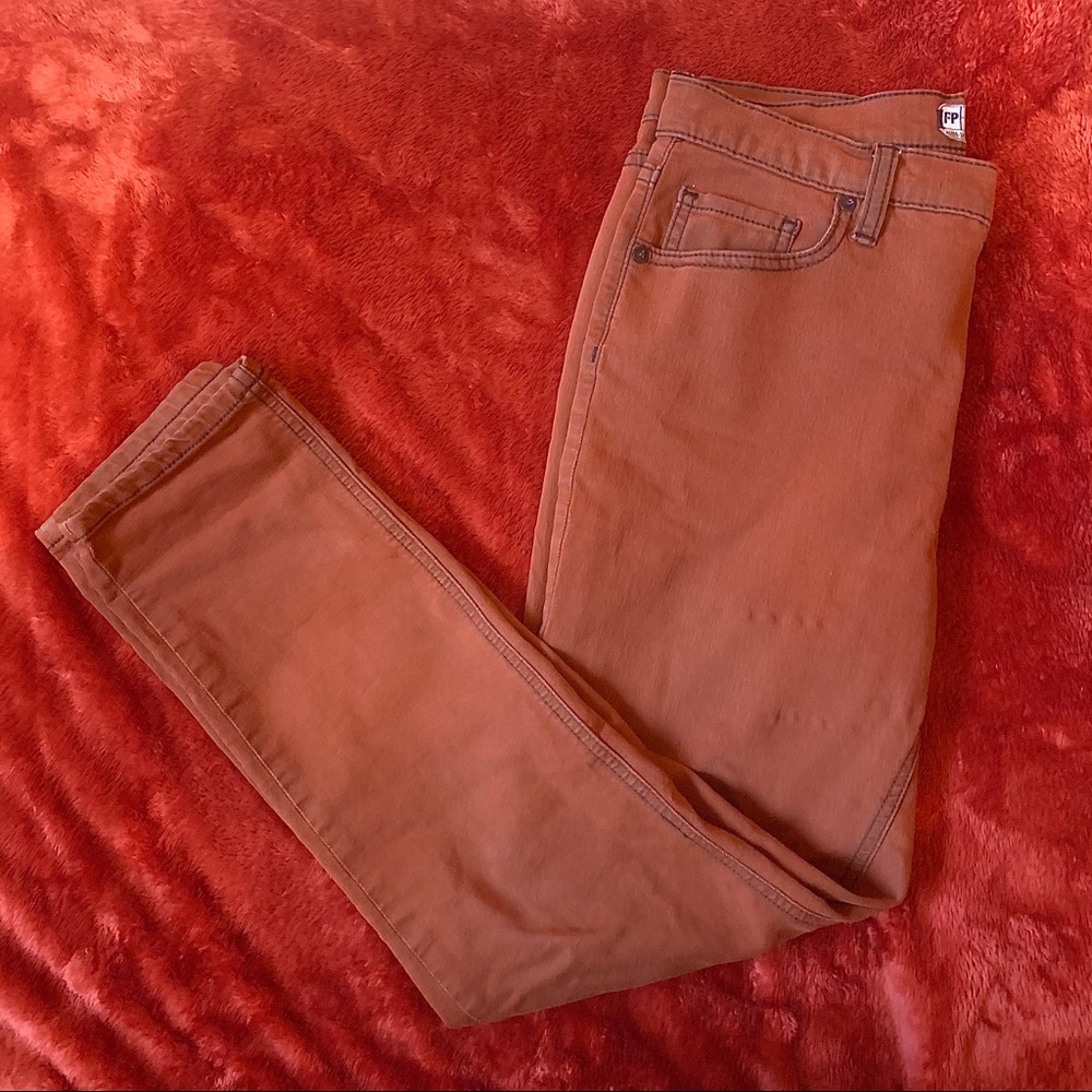 Free people high waist rust orange jeans